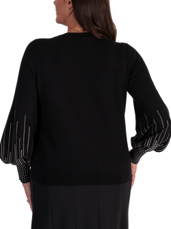 chesca Embellished Puff Sleeve Jumper, Black - view 2, Black