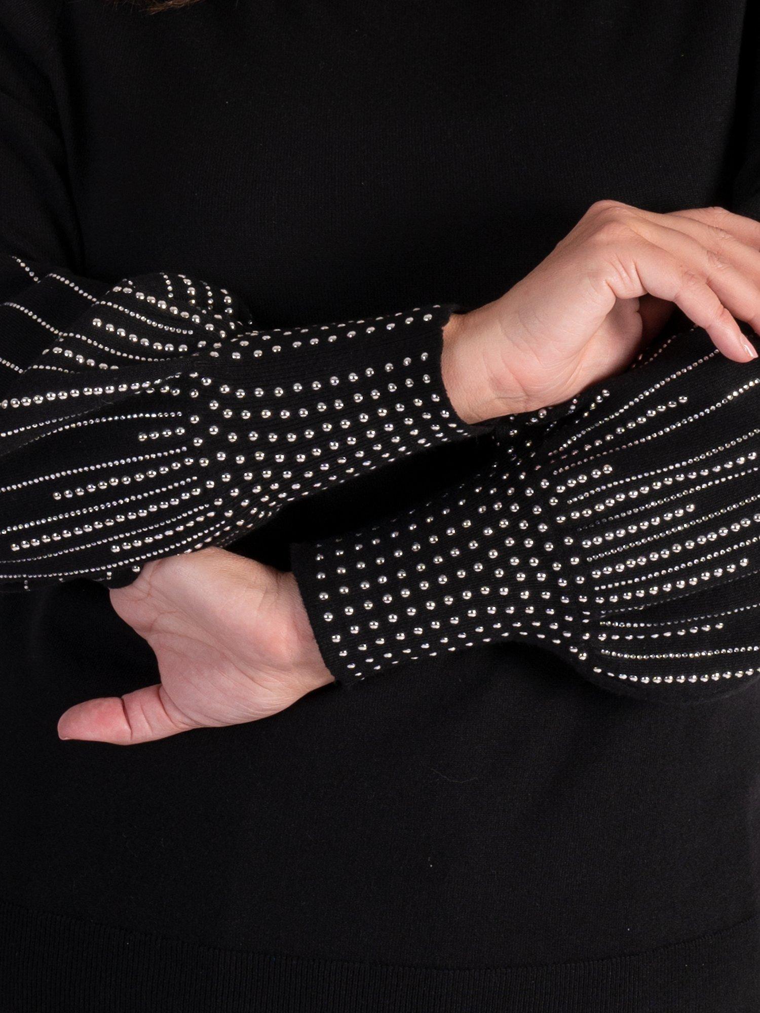 Product image 6 of 6, which shows chesca Embellished Puff Sleeve Jumper, Black, 12-14