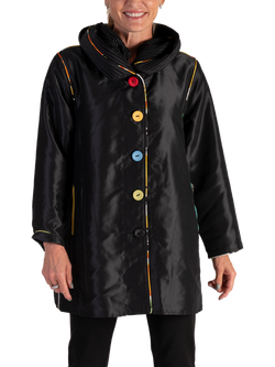 chesca Reversible Water Repellent Coat, Black, Black