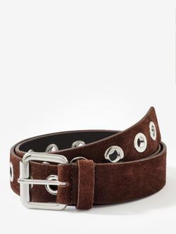 Mint Velvet Eyelet Suede Belt, Brown/Multi, Brown/Multi