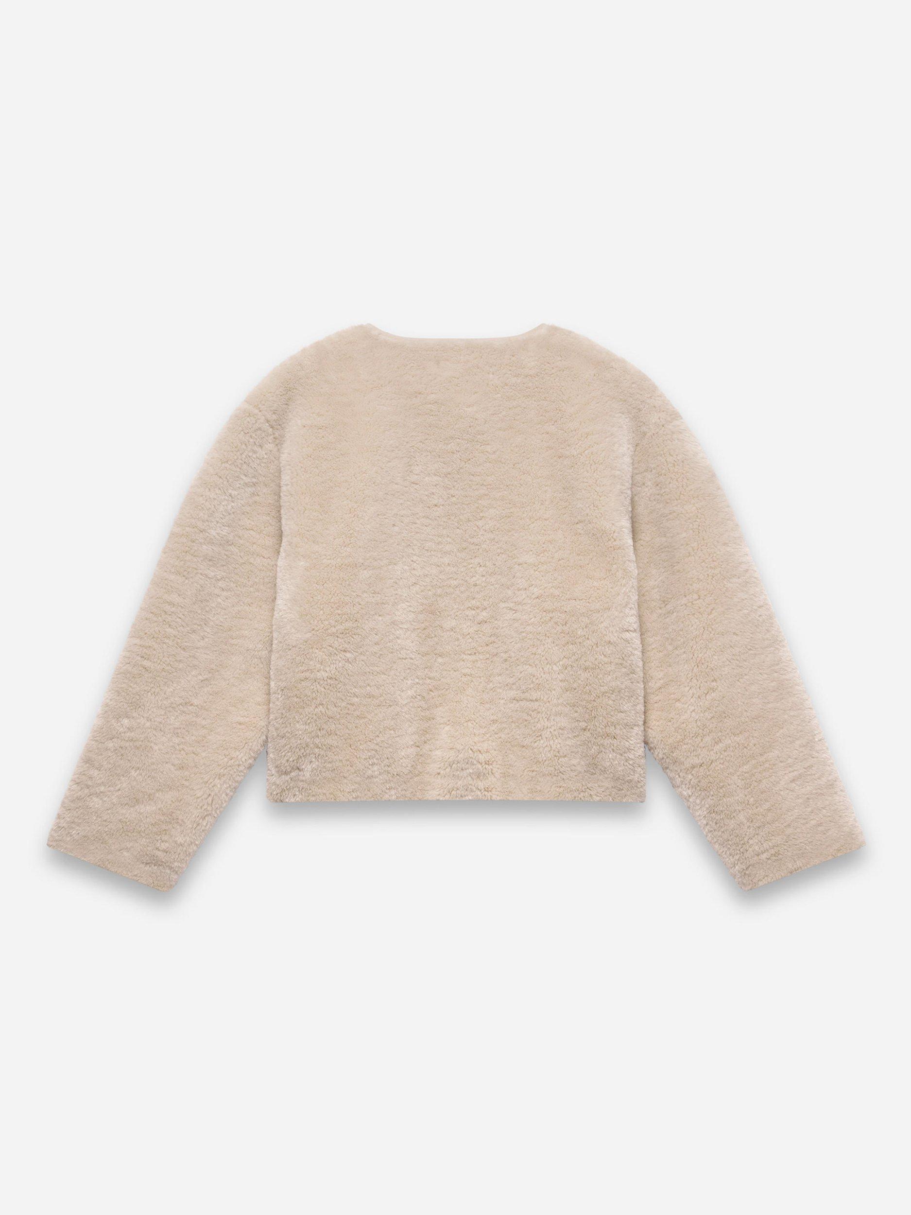 Product image 8 of 8, which shows Mint Velvet Collarless Borg Jacket, Natural, M