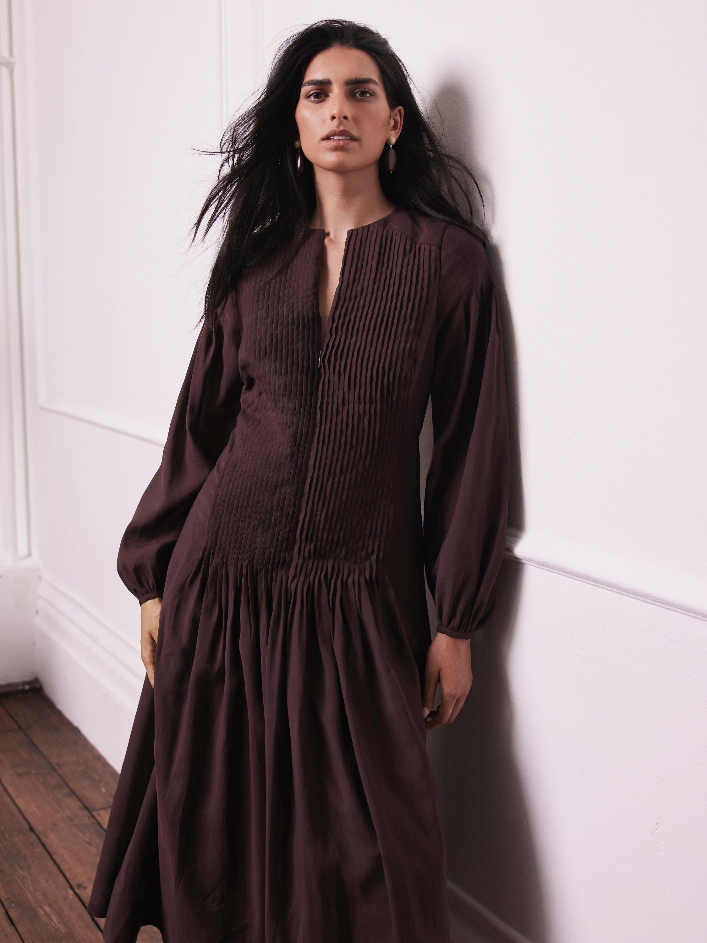 Product image 1 of 6, which shows Mint Velvet Stitch Panel Maxi Dress, Red Burgundy, 6