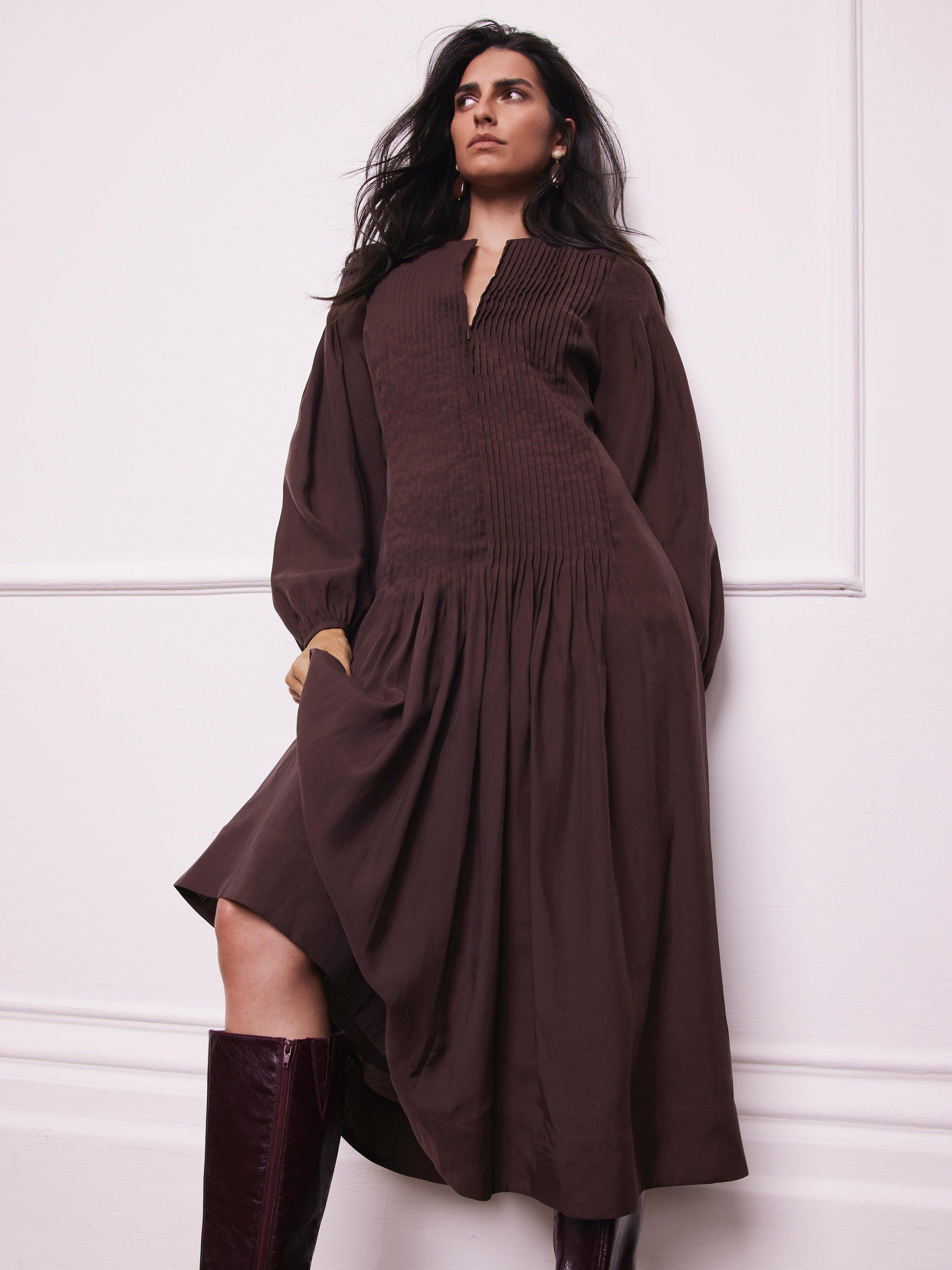 Product image 2 of 6, which shows Mint Velvet Stitch Panel Maxi Dress, Red Burgundy, 6