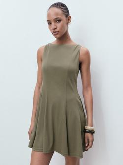 Mango Sicily Pleated Mini Dress, Khaki