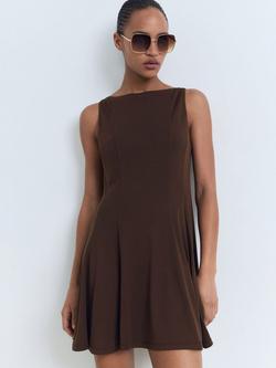 Mango Sicily Pleated Mini Dress, Dark Brown