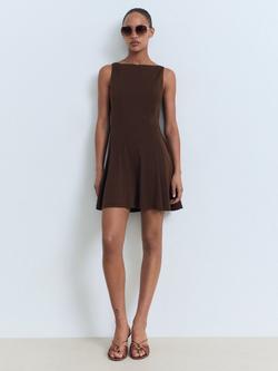Mango Sicily Pleated Mini Dress - view 2, Dark Brown