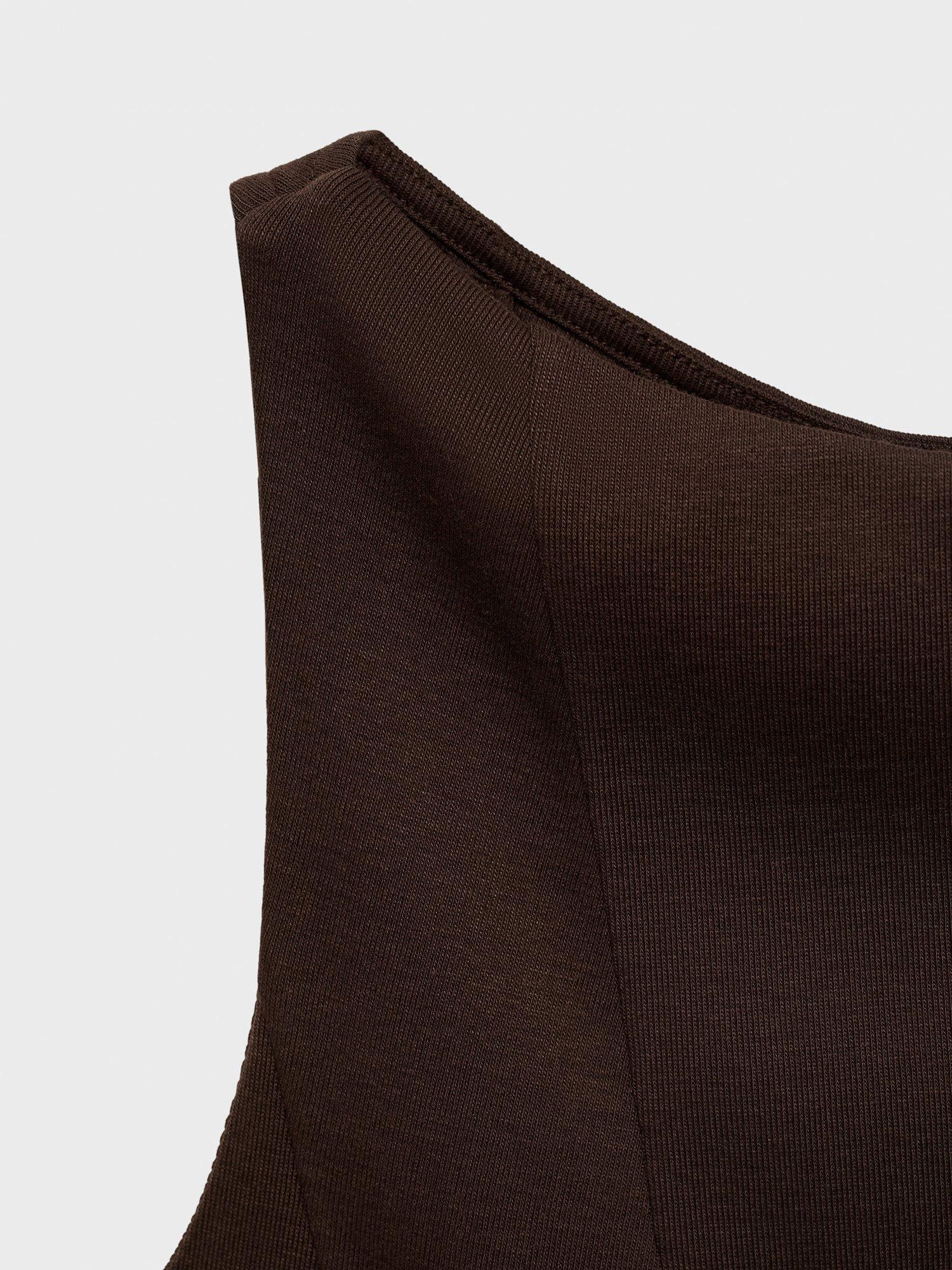Product image 5 of 8, which shows Mango Sicily Pleated Mini Dress, Dark Brown, 6