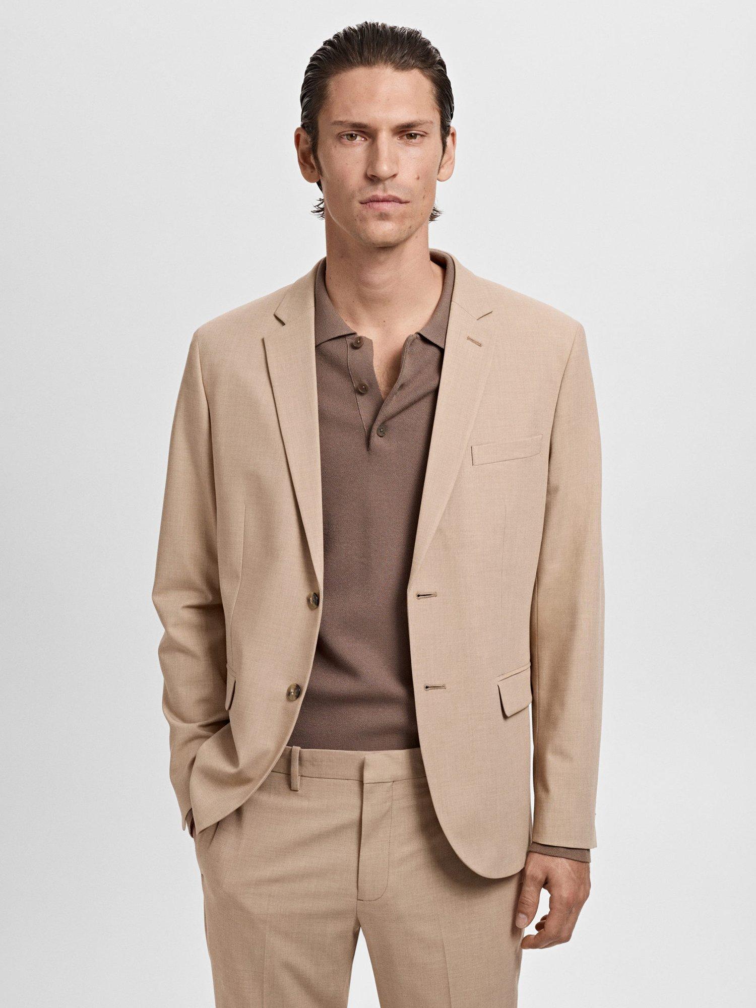 Product image 1 of 8, which shows Mango Paris Super Slim Fit Blazer, Light Beige, 34