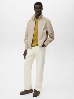 Mango Murano Zip Front Cotton Blend Jacket, Pastel Brown - view 2, Pastel Brown