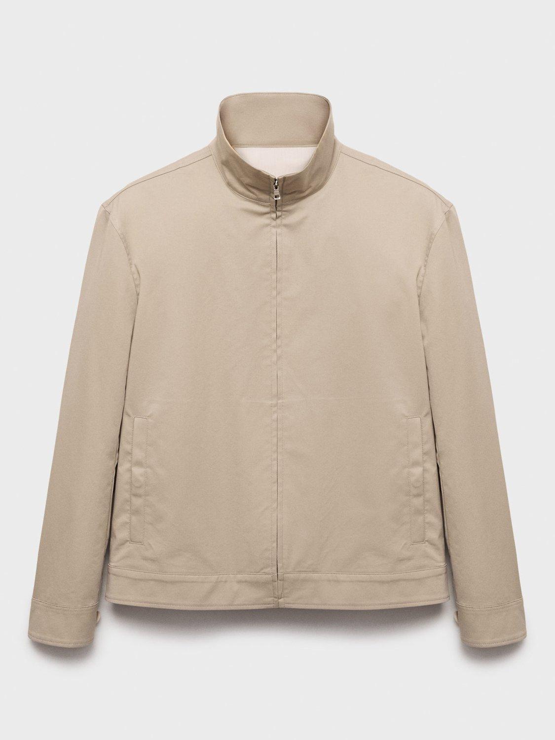 Product image 3 of 9, which shows Mango Murano Zip Front Cotton Blend Jacket, Pastel Brown, S