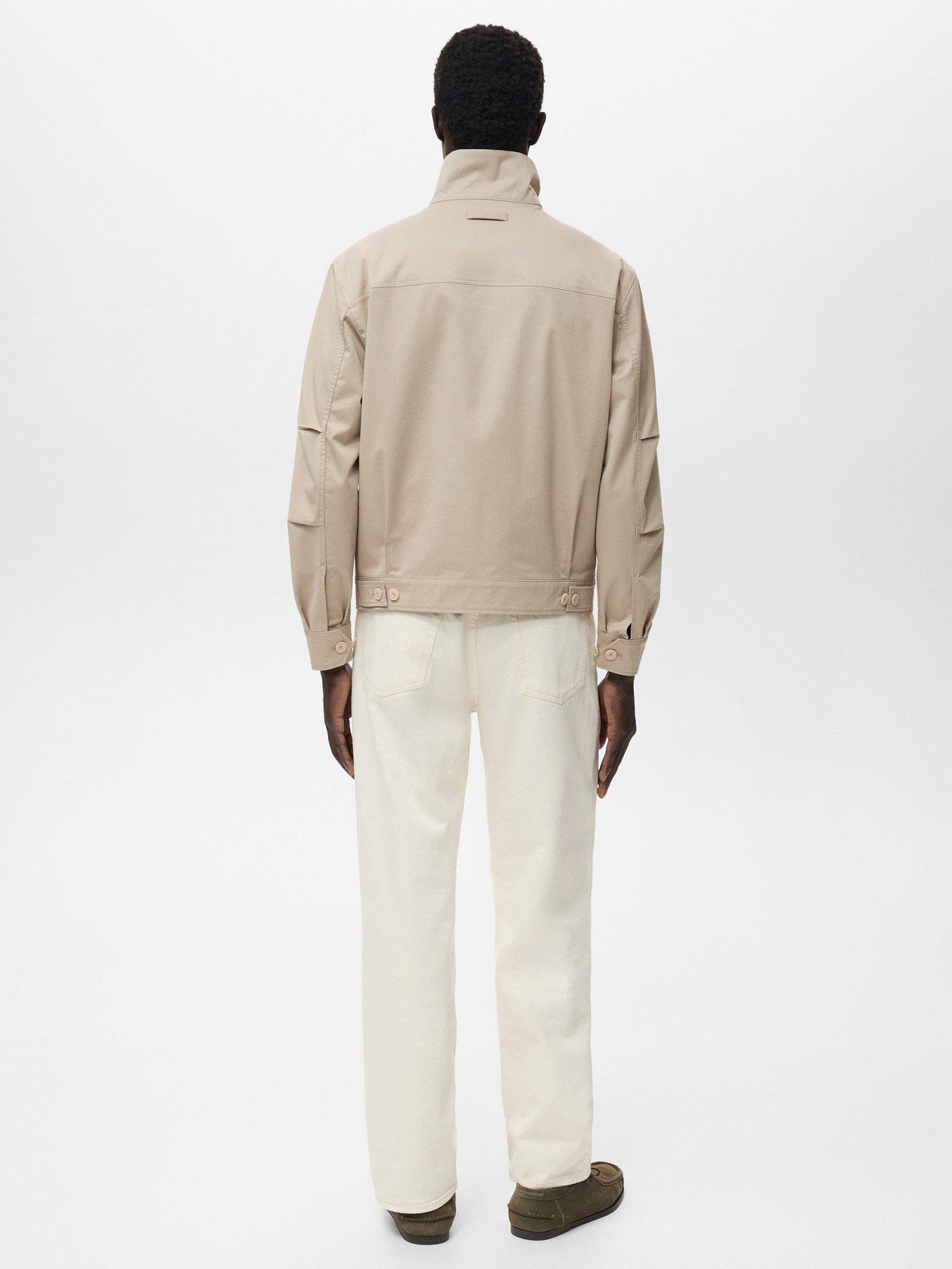 Product image 4 of 9, which shows Mango Murano Zip Front Cotton Blend Jacket, Pastel Brown, S