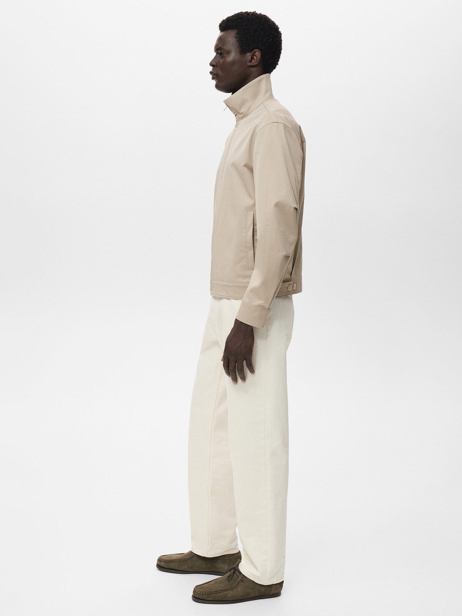 Product image 7 of 9, which shows Mango Murano Zip Front Cotton Blend Jacket, Pastel Brown, S