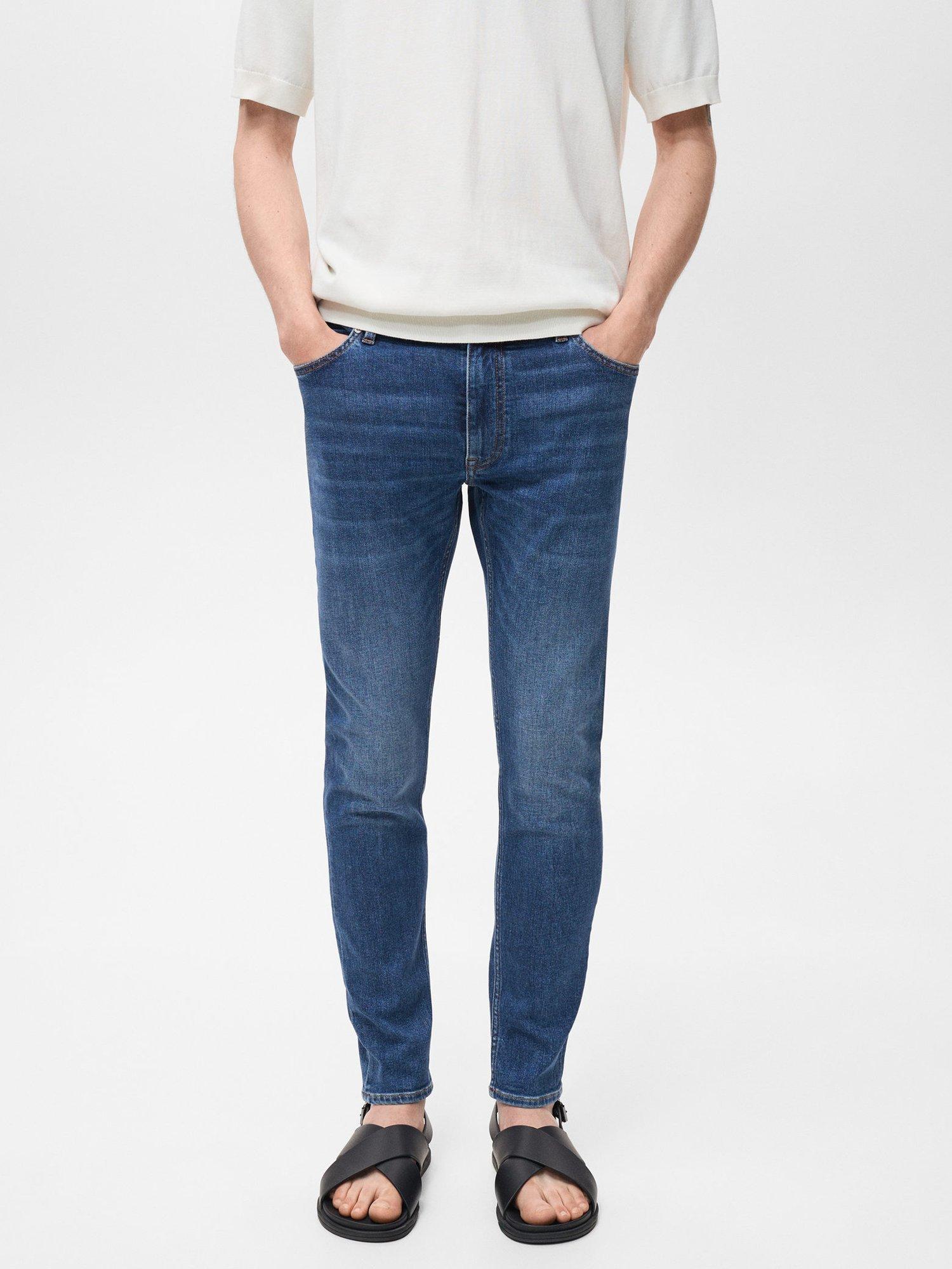 Product image 1 of 8, which shows Mango Jude Skinny Fit Jeans, Mid Blue, 29