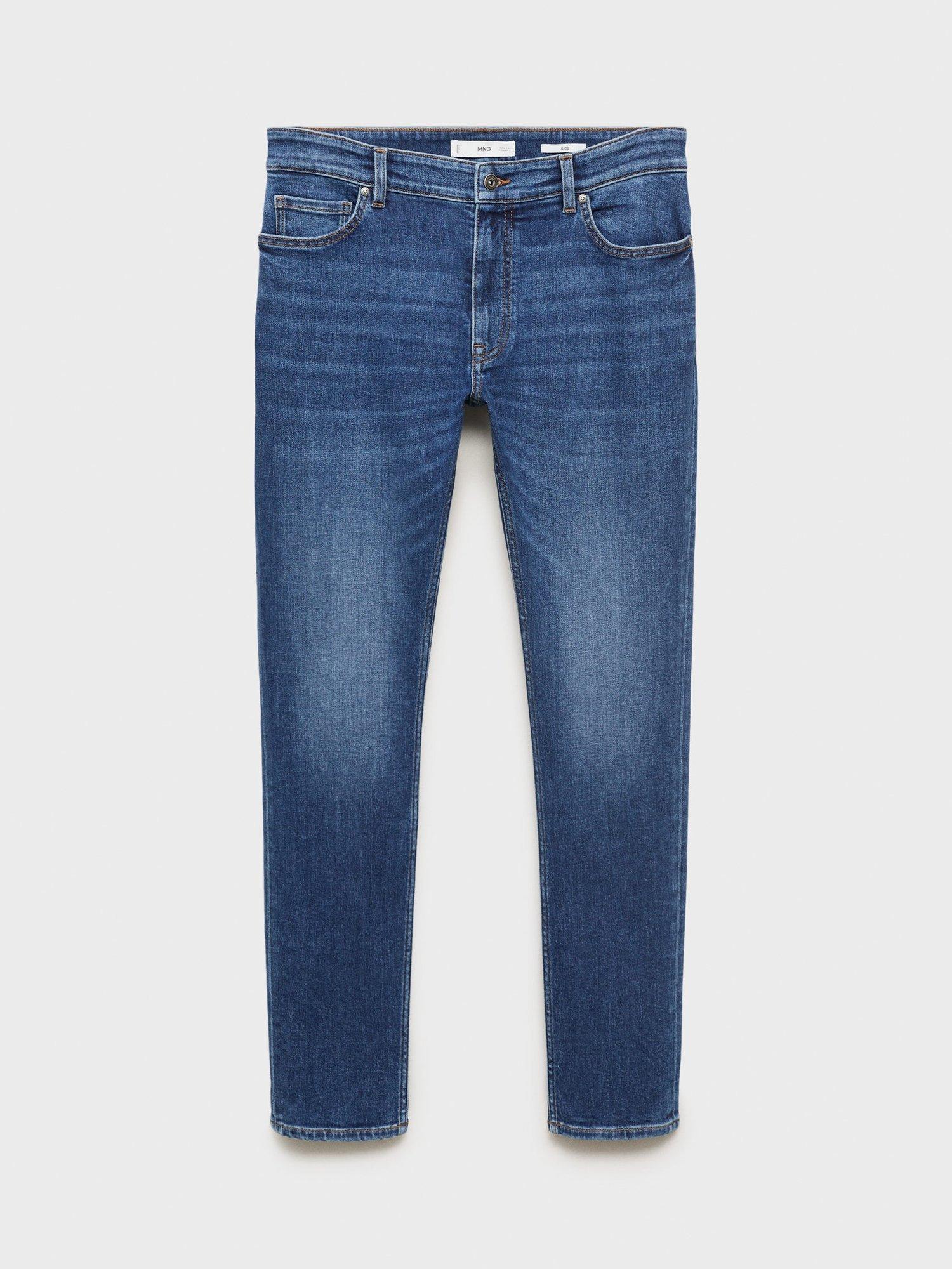 Product image 3 of 8, which shows Mango Jude Skinny Fit Jeans, Mid Blue, 29
