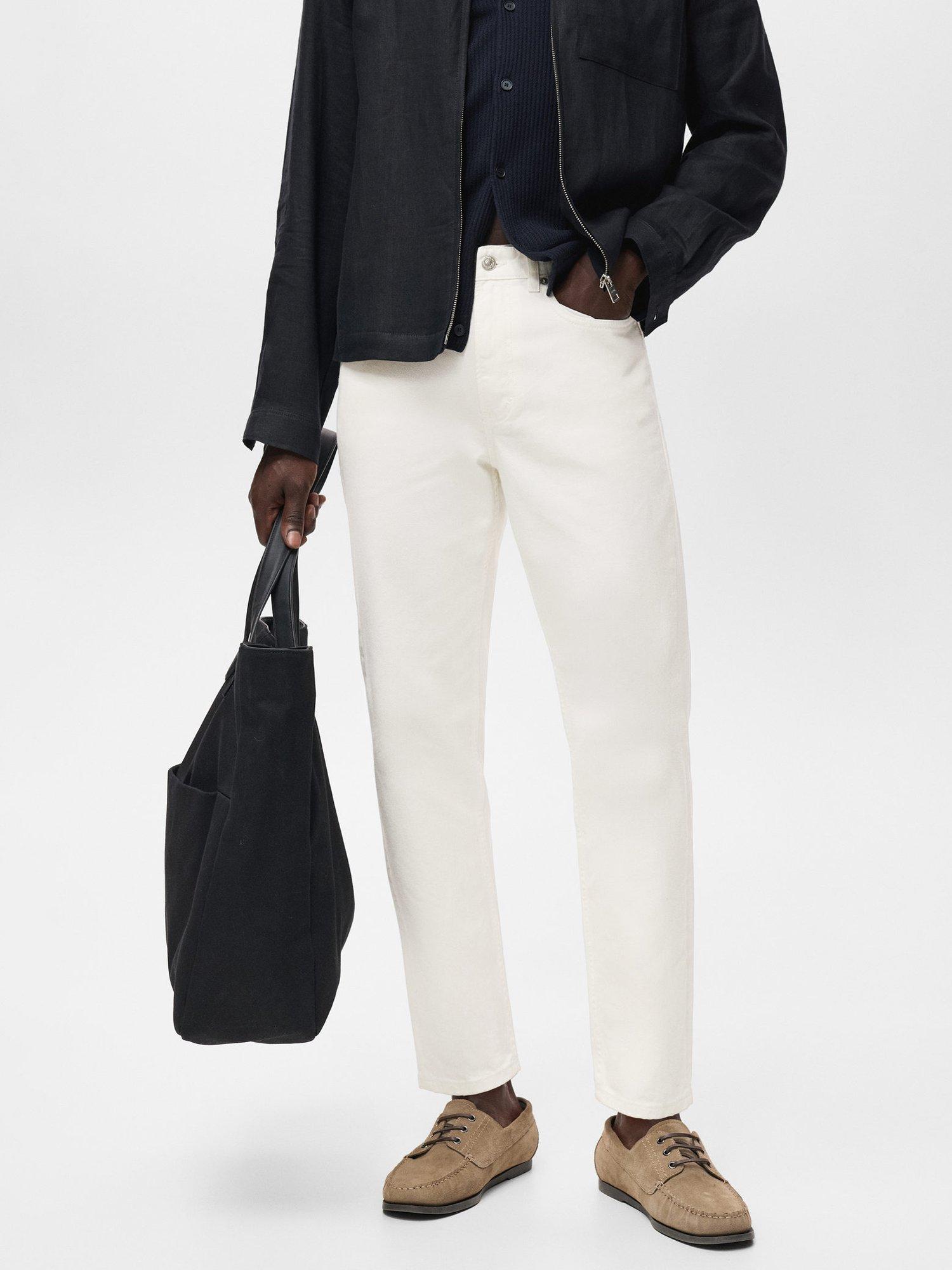 Product image 1 of 8, which shows Mango Lori Tapered Fit Jeans, Natural White, 32