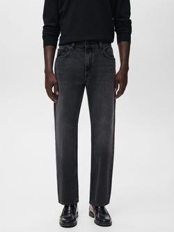 Mango Moby Straight Mid Rise Jeans, Open Grey, Open Grey