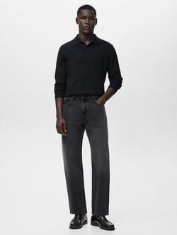 Mango Moby Straight Mid Rise Jeans, Open Grey - view 2, Open Grey