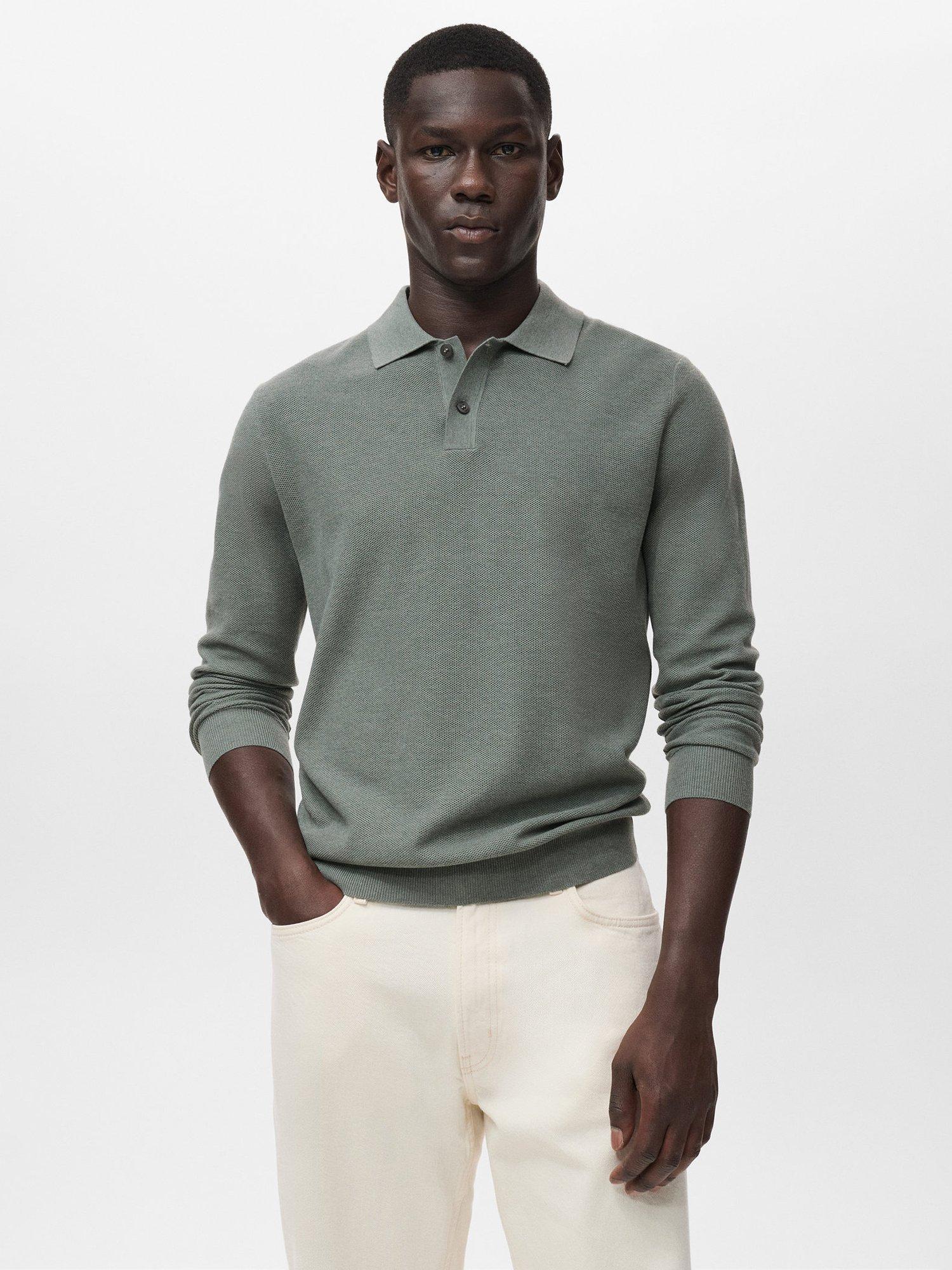 Product image 1 of 8, which shows Mango Tens Long Sleeve Polo Shirt, Medium Green, XXL