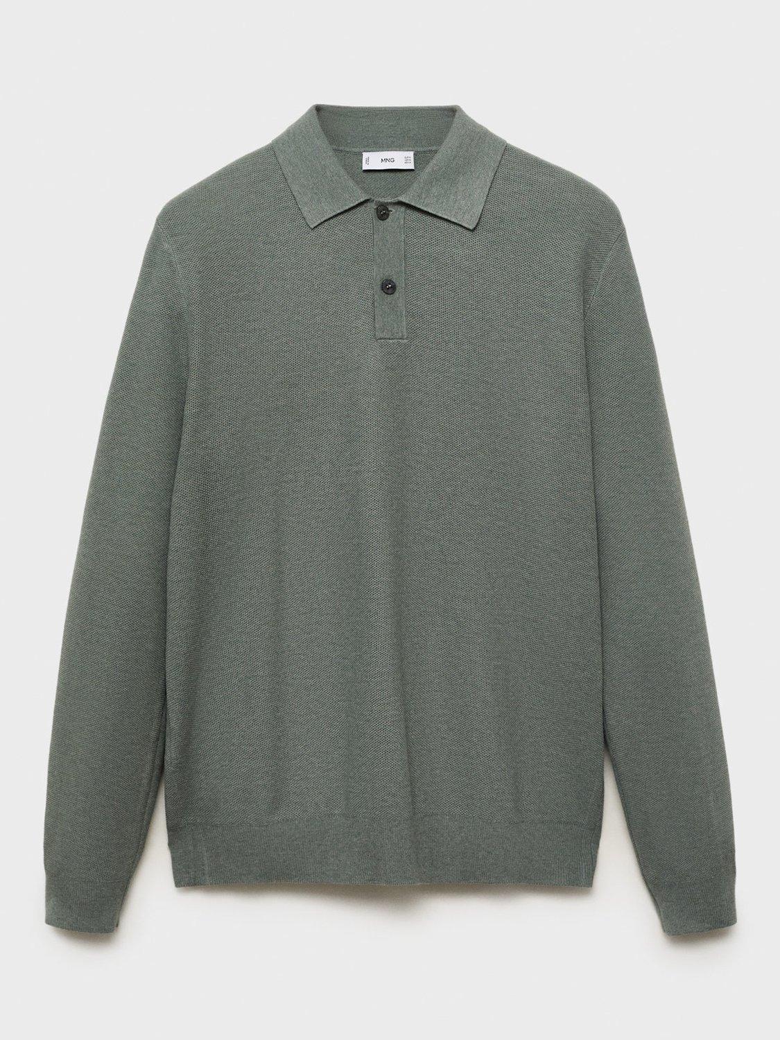 Product image 3 of 8, which shows Mango Tens Long Sleeve Polo Shirt, Medium Green, XXL