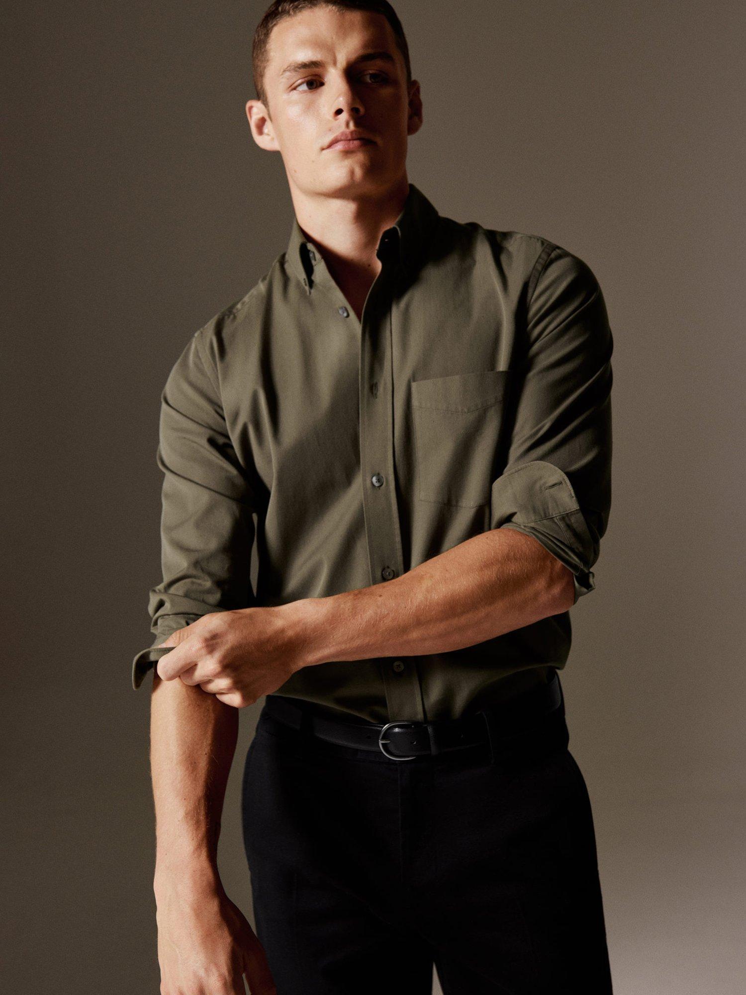 Product image 8 of 9, which shows Mango Cotton Twill Regular Fit Shirt, Medium Brown, S