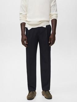Mango Straight Leg Chinos, Navy, Navy