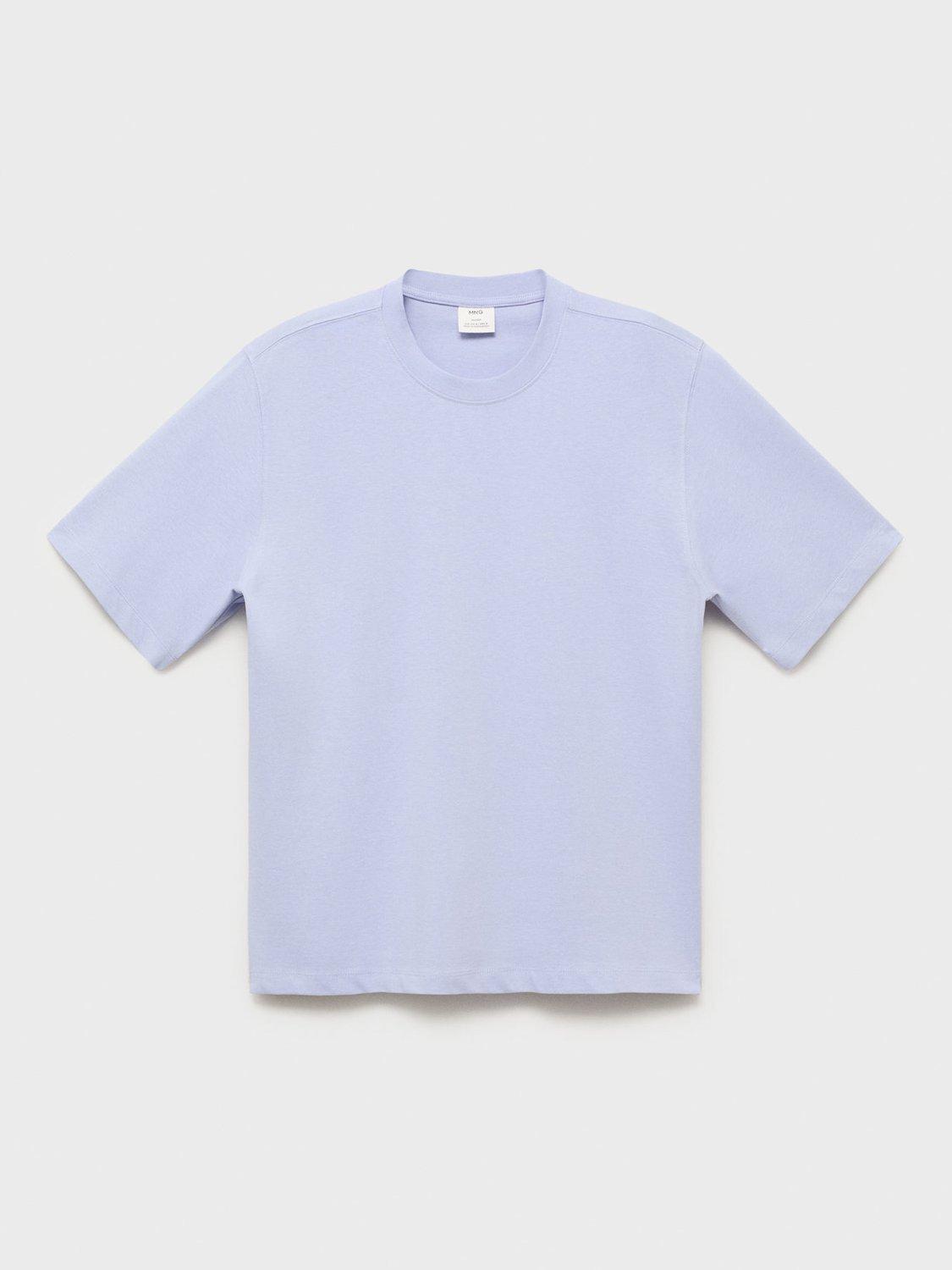 Product image 3 of 9, which shows Mango Anouk Cotton Regular Fit Short Sleeve T-Shirt, Pastel Blue, S