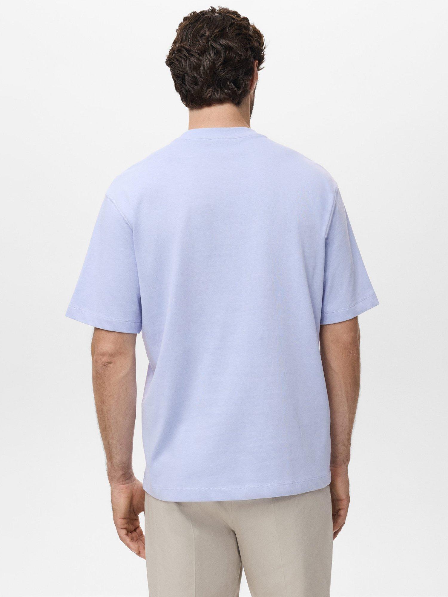 Product image 4 of 9, which shows Mango Anouk Cotton Regular Fit Short Sleeve T-Shirt, Pastel Blue, S