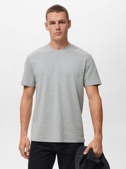 Mango Kimi Cotton Blend Regular Fit Short Sleeve T-Shirt, Medium Grey, Medium Grey