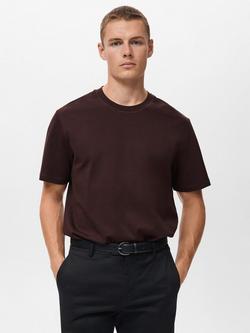 Mango Kimi Cotton Regular Fit Short Sleeve T-Shirt, Dark Red