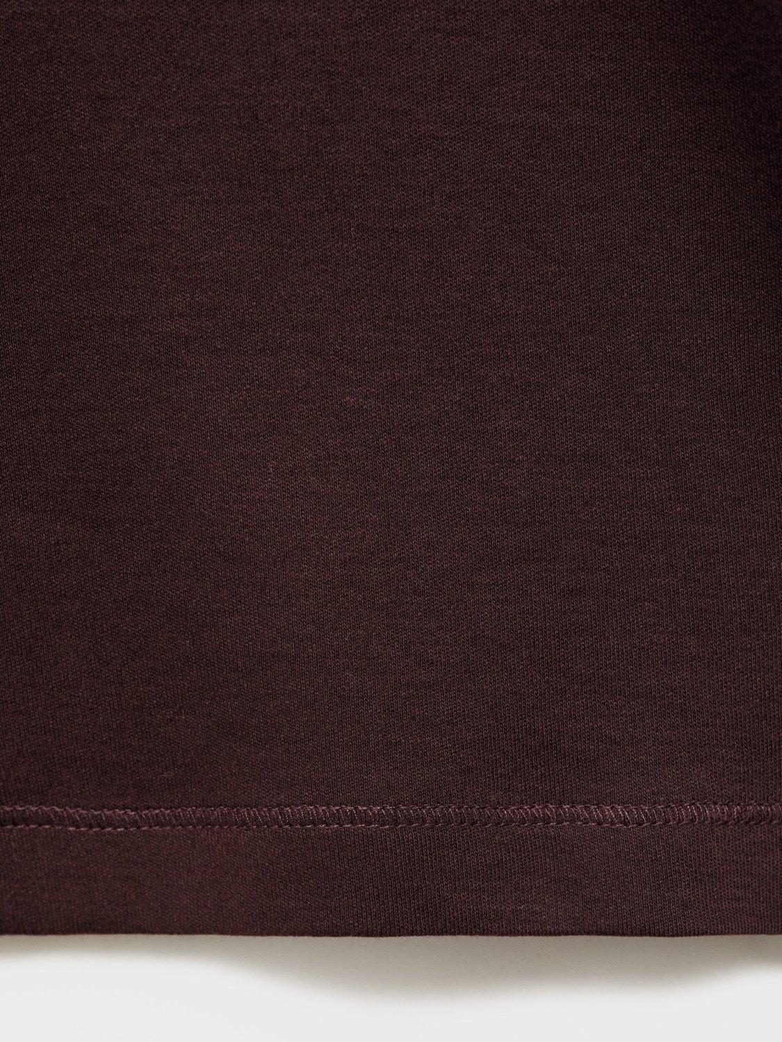Product image 5 of 8, which shows Mango Kimi Cotton Regular Fit Short Sleeve T-Shirt, Dark Red, XS