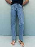 Mango Alex Flared Cropped Jeans, Medium Blue