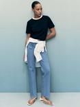 Mango Alex Flared Cropped Jeans, Medium Blue