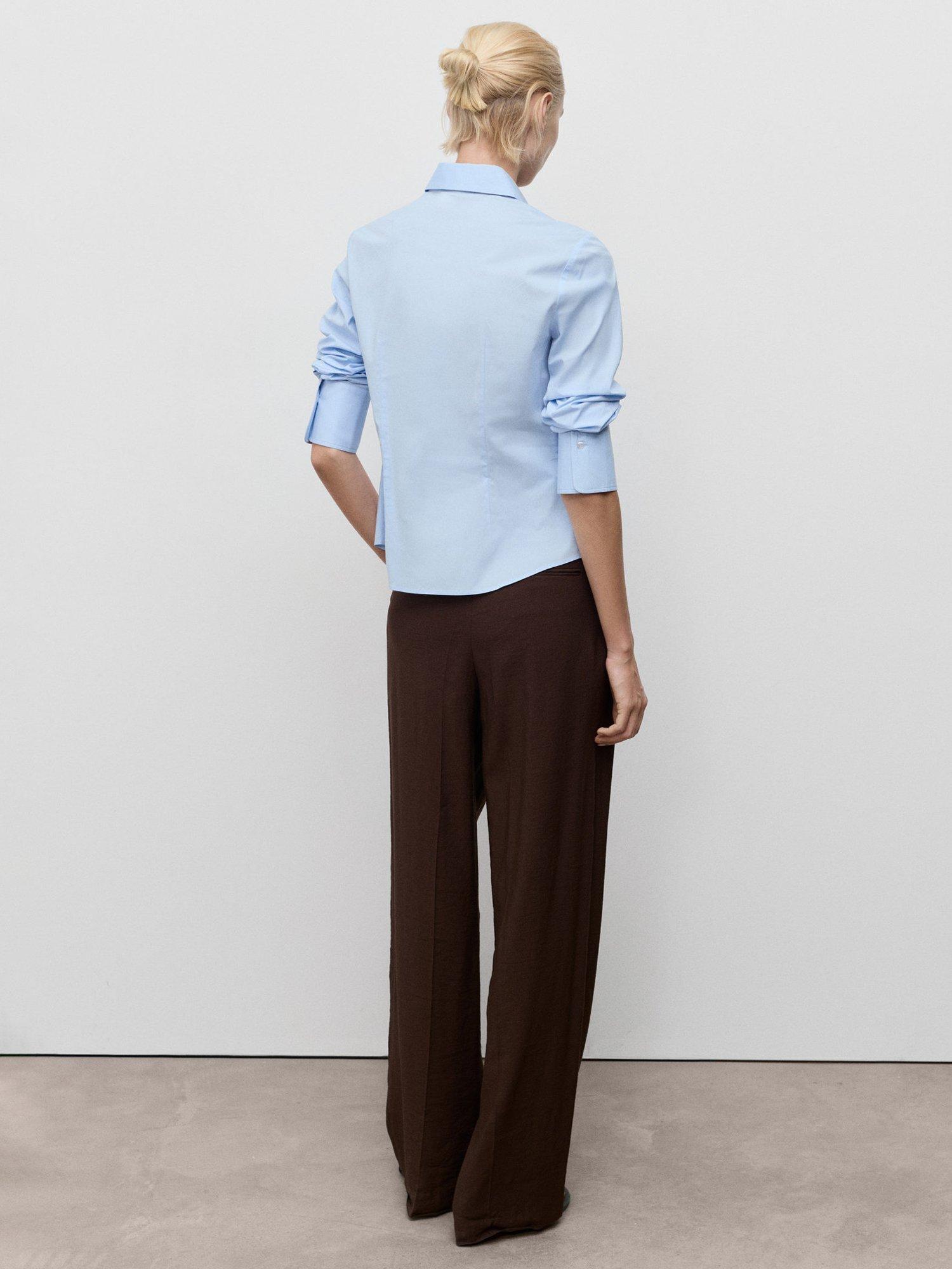 Product image 4 of 7, which shows Mango Sofia Slim Fit Poplin Shirt, Pastel Blue, 10