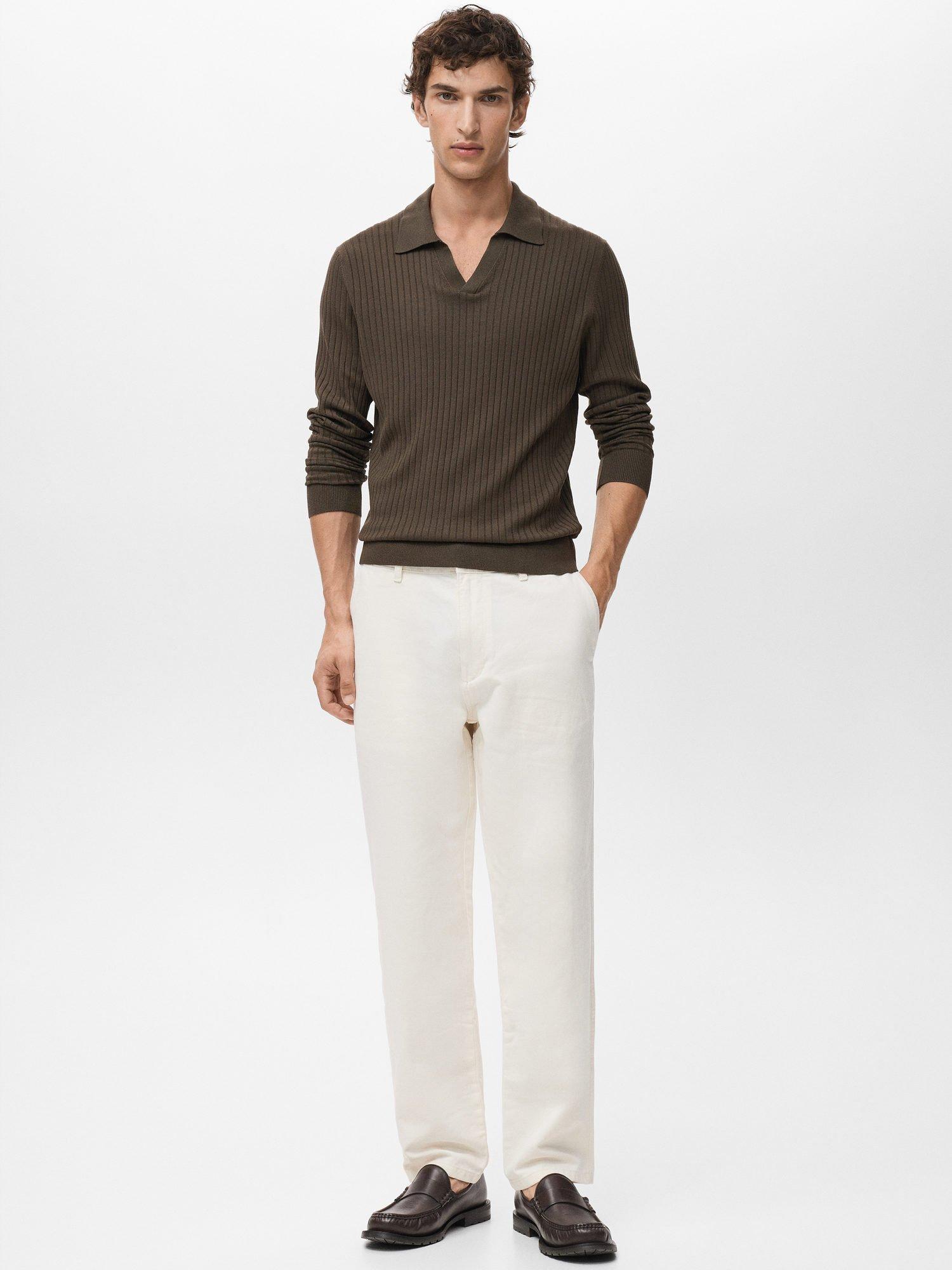 Product image 2 of 8, which shows Mango Taurus Buttonless Long Sleeve Polo Shirt, Brown, M