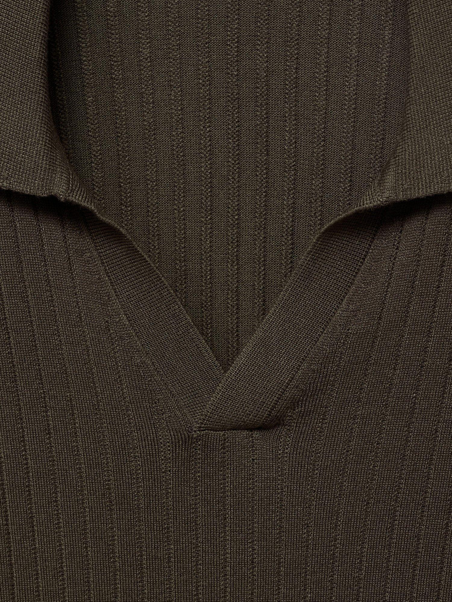 Product image 5 of 8, which shows Mango Taurus Buttonless Long Sleeve Polo Shirt, Brown, M