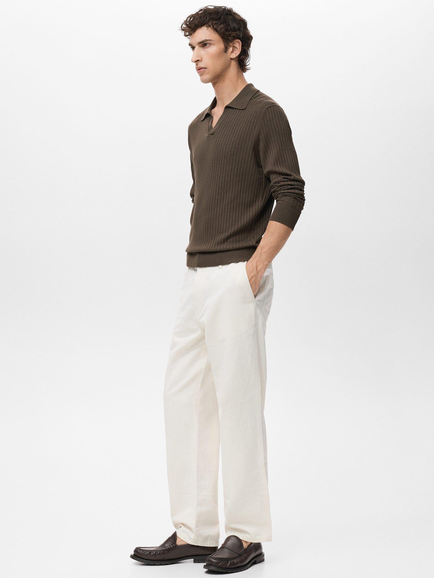 Product image 7 of 8, which shows Mango Taurus Buttonless Long Sleeve Polo Shirt, Brown, M