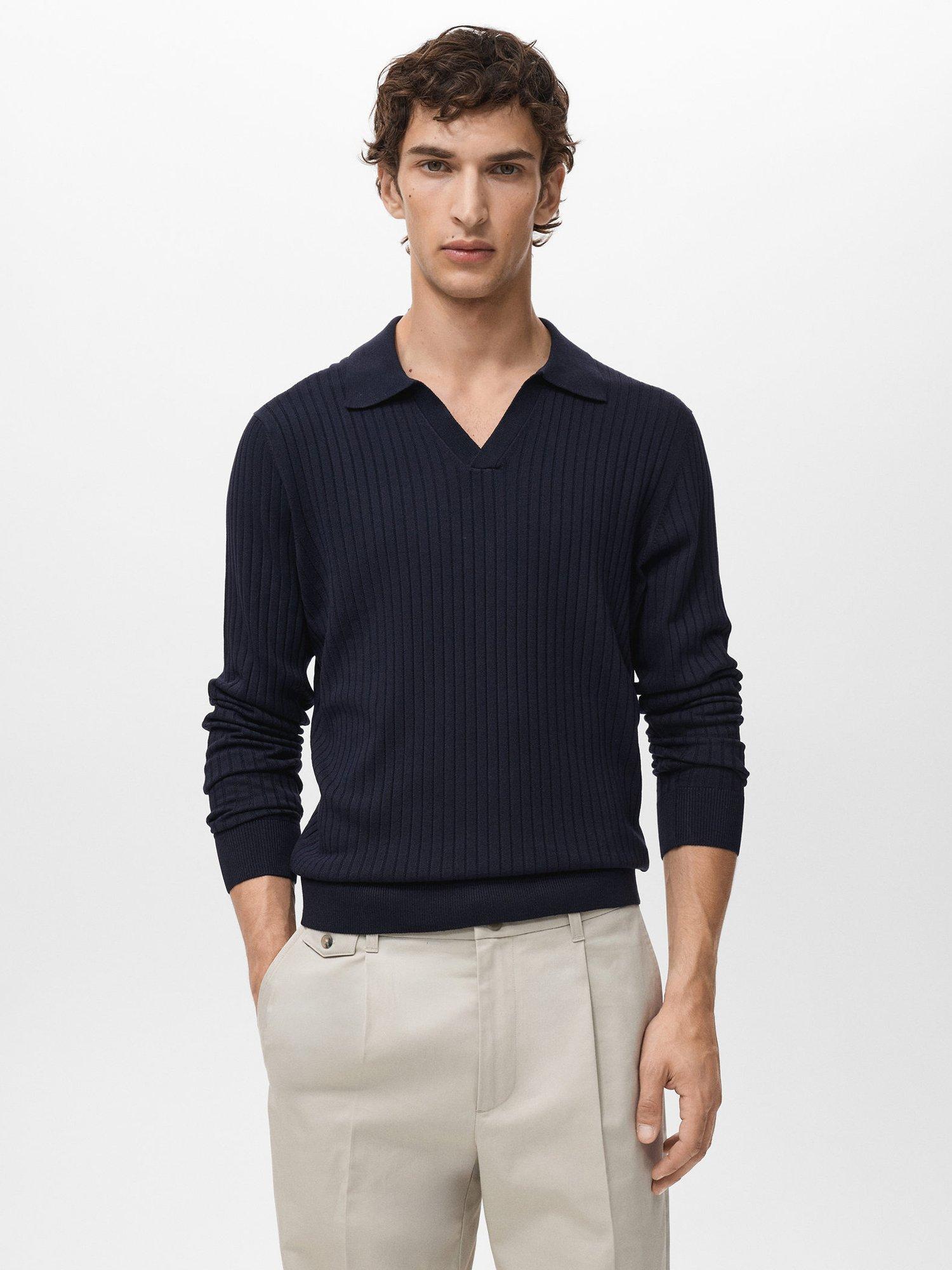 Product image 1 of 11, which shows Mango Taurus Regular Fit Long Sleeve Polo Shirt, Navy, XXL