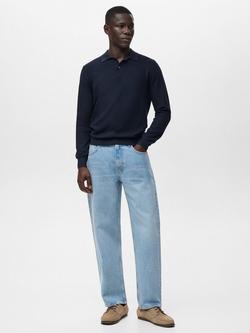 Mango Tens Long Sleeve Polo Shirt - view 2, Navy