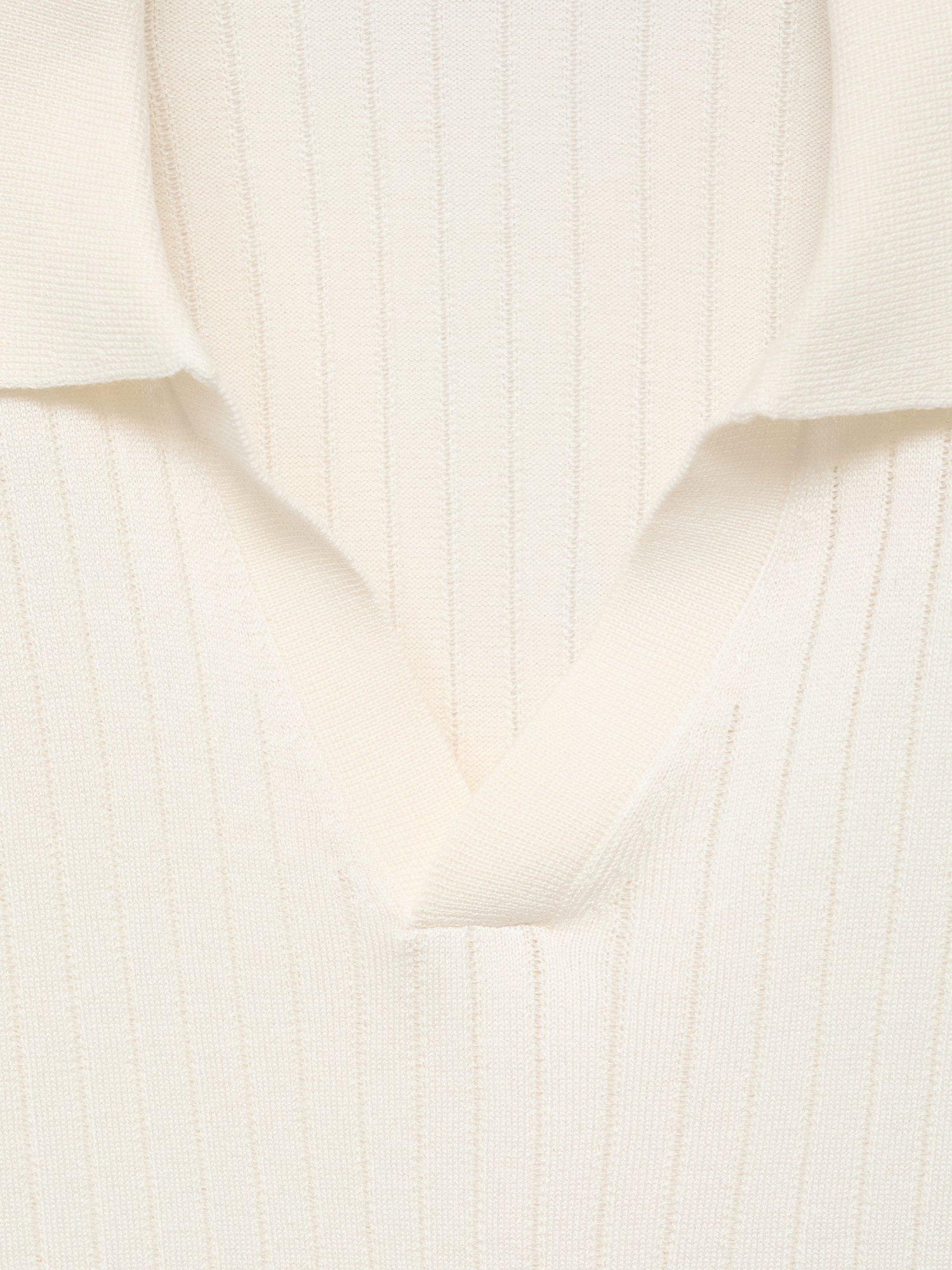 Product image 5 of 8, which shows Mango Taurus Buttonless Long Sleeve Polo Shirt, Natural White, XXL