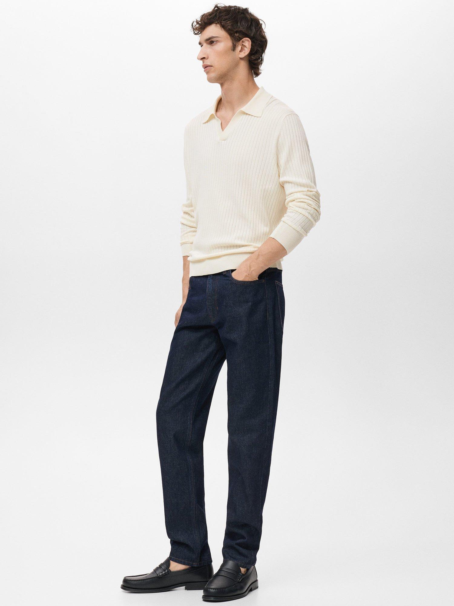 Product image 7 of 8, which shows Mango Taurus Buttonless Long Sleeve Polo Shirt, Natural White, XXL