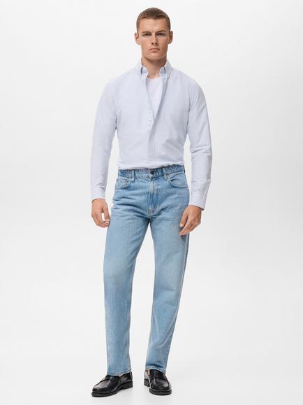 Mango Kodak Cotton Regular Fit Stripe Shirt - view 2, Pastel Blue