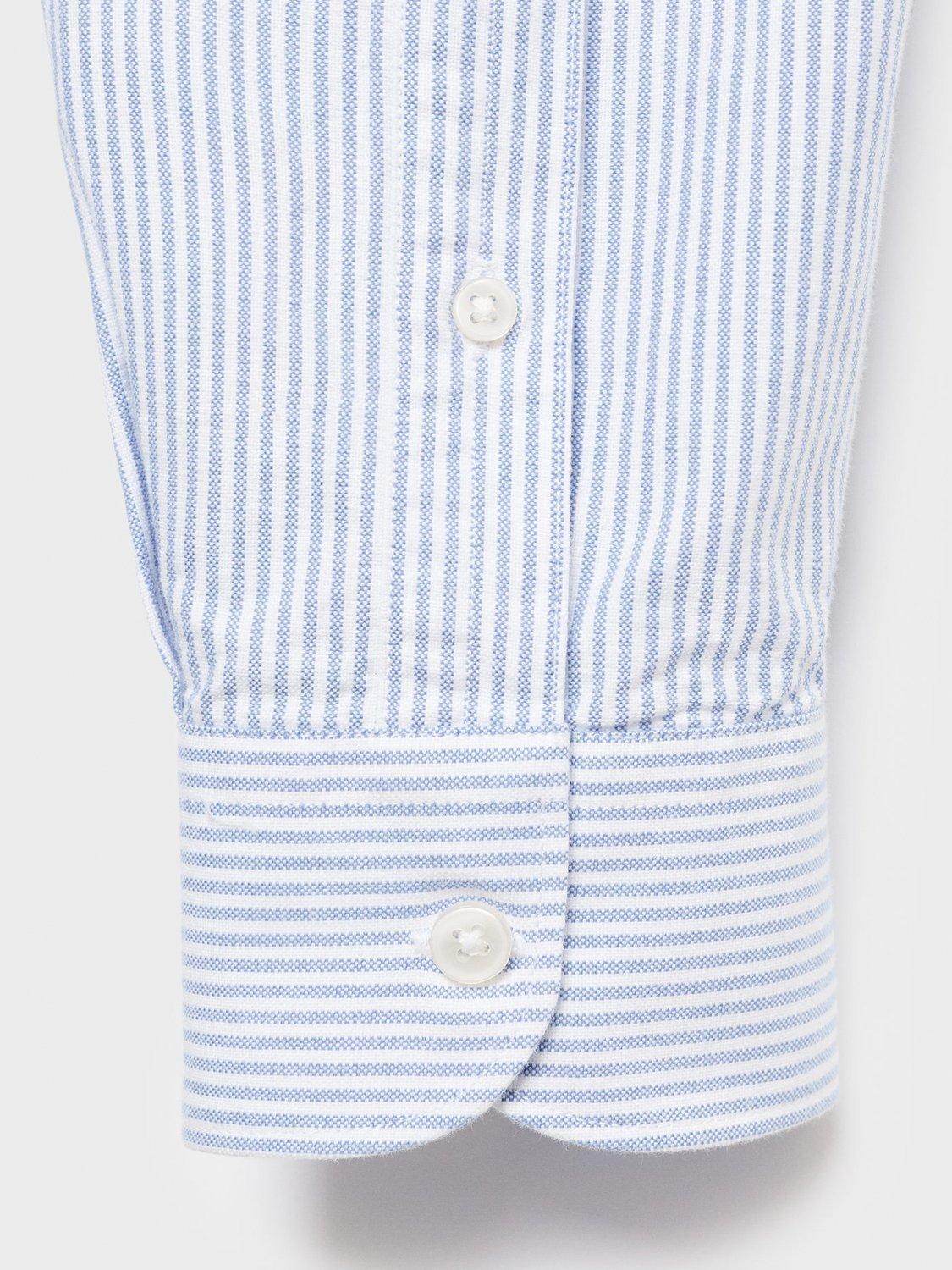 Product image 5 of 9, which shows Mango Kodak Cotton Regular Fit Stripe Shirt, Pastel Blue, L