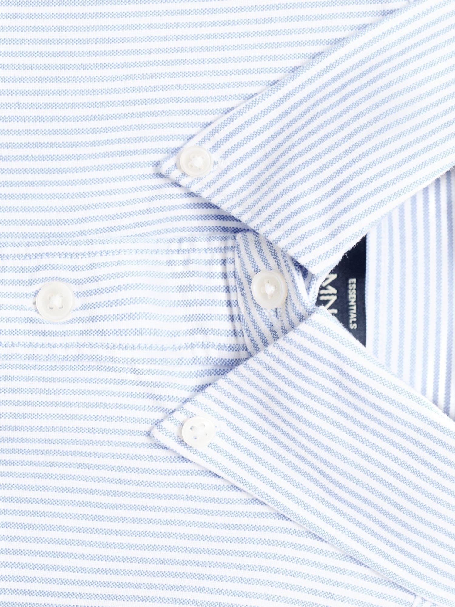 Product image 9 of 9, which shows Mango Kodak Cotton Regular Fit Stripe Shirt, Pastel Blue, L