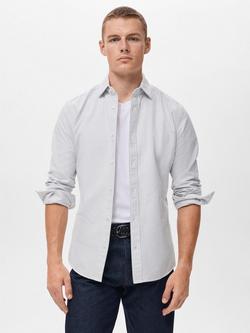 Mango Kodak Cotton Regular Fit Stripe Shirt, Grey