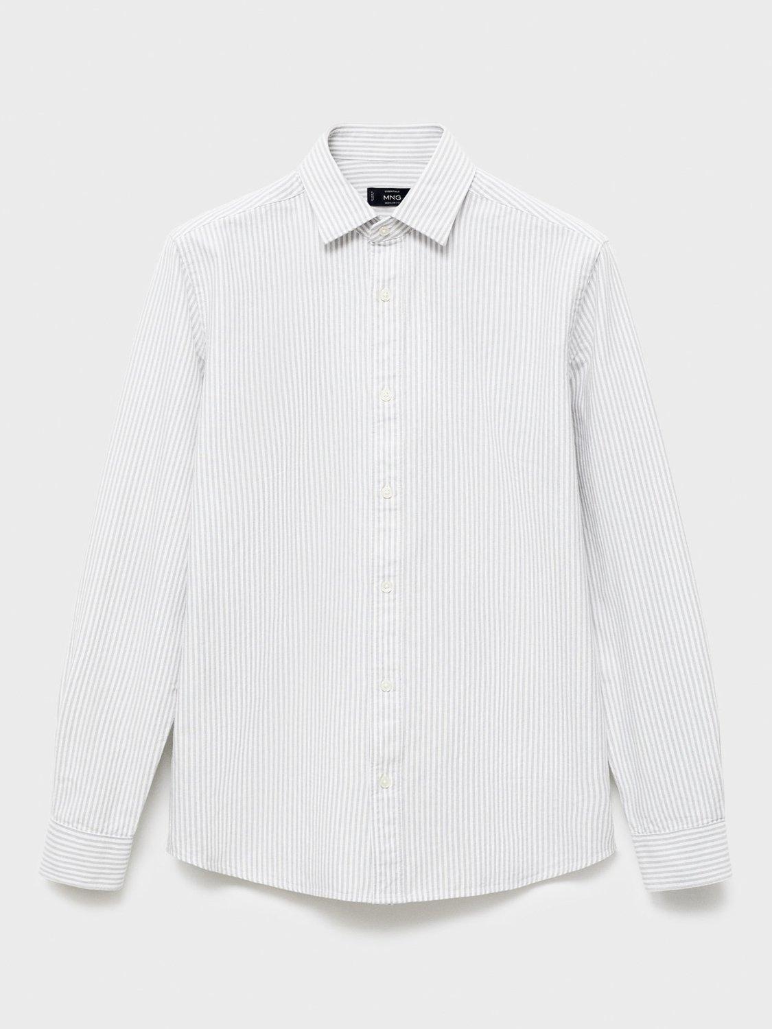 Product image 3 of 8, which shows Mango Kodak Cotton Regular Fit Stripe Shirt, Grey, XS