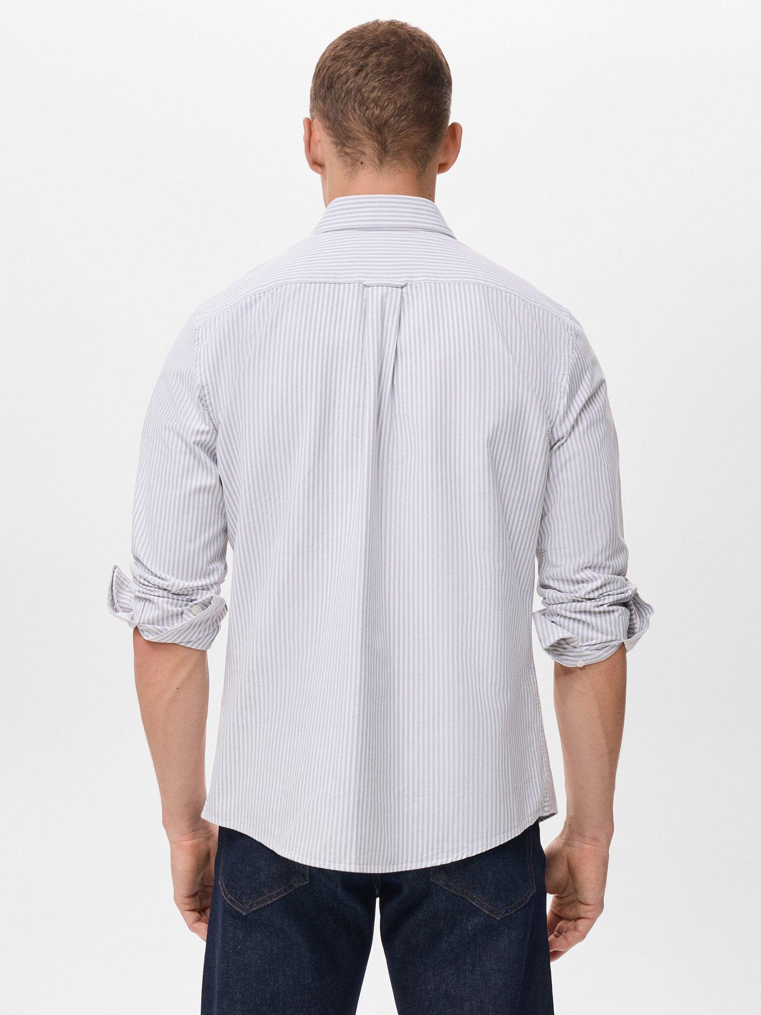 Product image 4 of 8, which shows Mango Kodak Cotton Regular Fit Stripe Shirt, Grey, XS