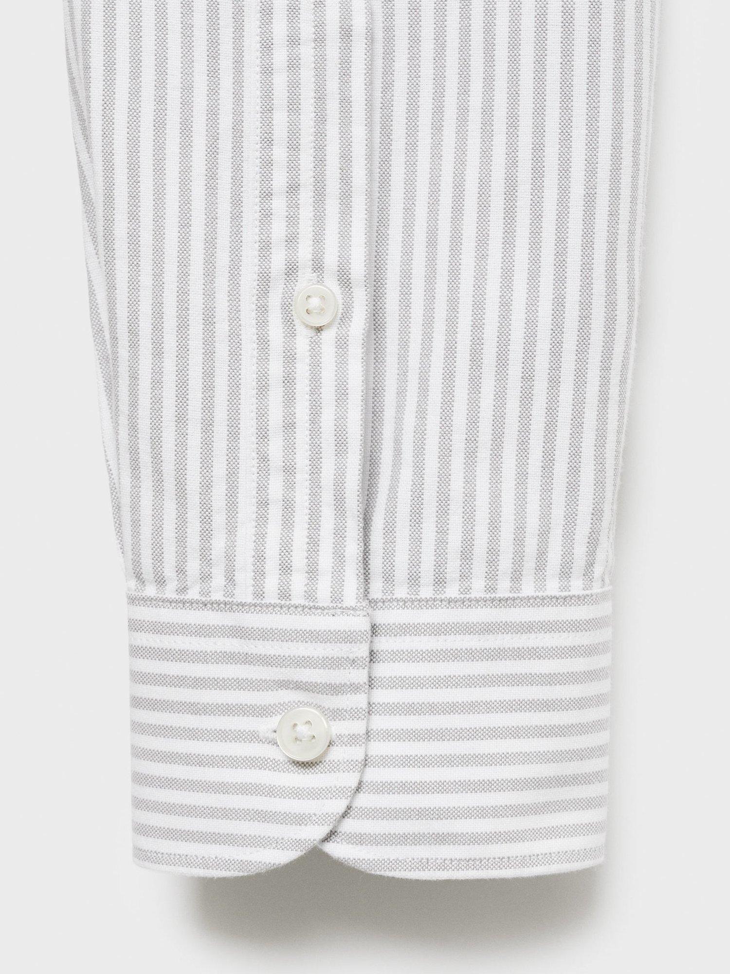 Product image 5 of 8, which shows Mango Kodak Cotton Regular Fit Stripe Shirt, Grey, XS