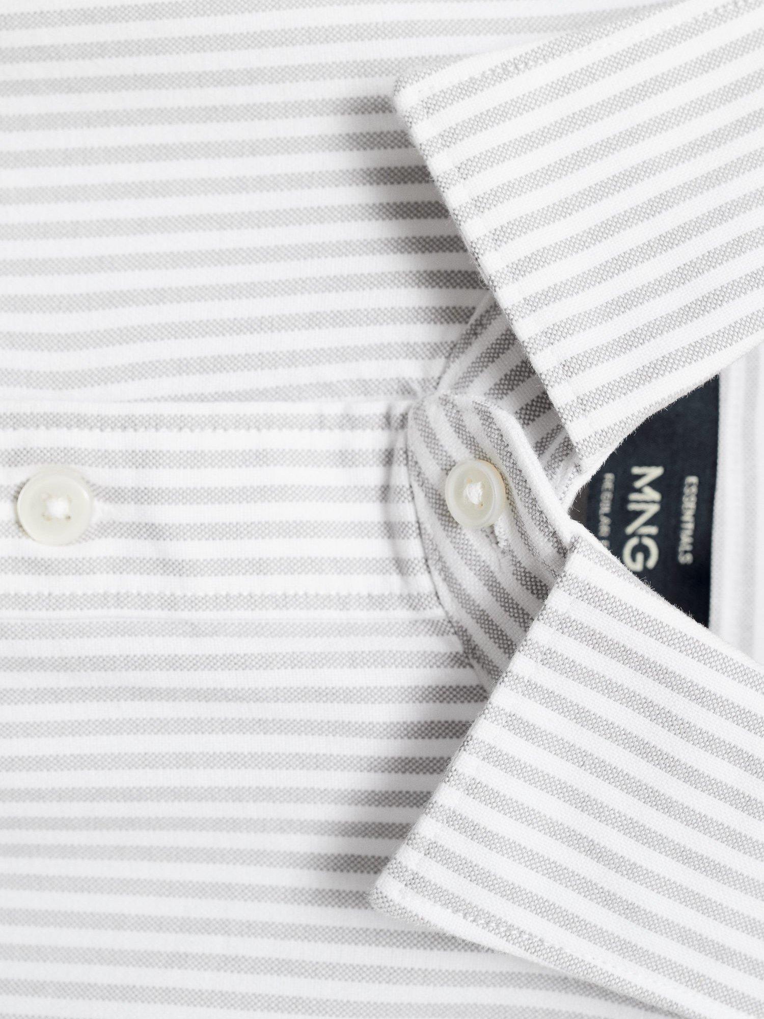 Product image 8 of 8, which shows Mango Kodak Cotton Regular Fit Stripe Shirt, Grey, XS