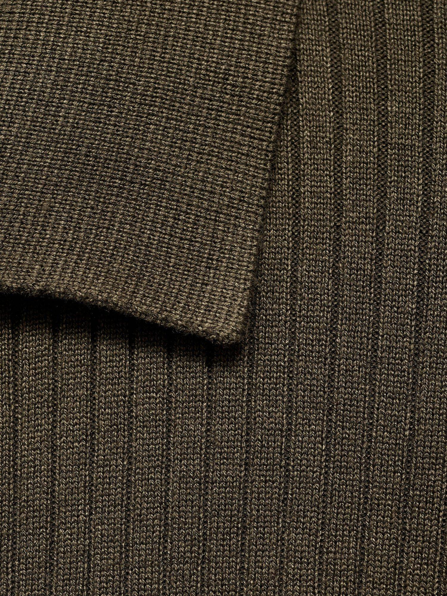 Product image 8 of 8, which shows Mango London Regular Fit Ribbed Collar Knitted Shirt, Khaki, L