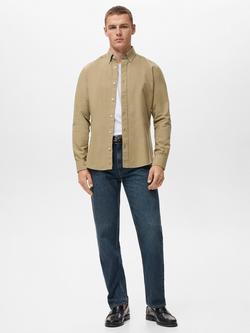 Mango Cotton Regular Fit Oxford Shirt - view 2, Khaki